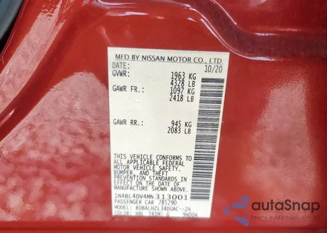 2021 Nissan Altima Sv from USA, damaged, VIN 1N4BL4DV4MN313001